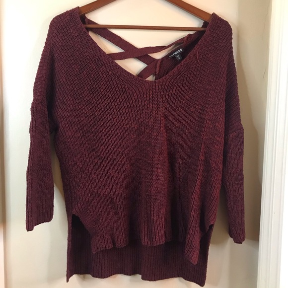 Express Burgundy Cross-Back Sweater - Picture 1 of 3